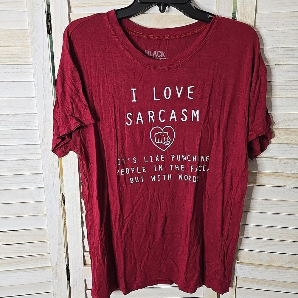 Black Matter Mens T Shirt L Red - I Love Sarcasm - Funny Sarcastic Offensive